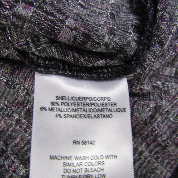 London Times NWT Large Purple Turtle Neck Long Sleeve Ribbed Pullover Mini Dress - Picture 6 of 7